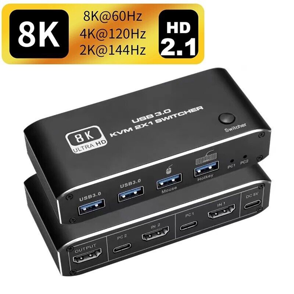 HDMI ȣȯ 2.1 KVM ġ, USB 3.0 Ʈ PC , 4K 120Hz, USB 3.0 KVM ġ, USB 8K 60Hz, 1080 @ 240Hz